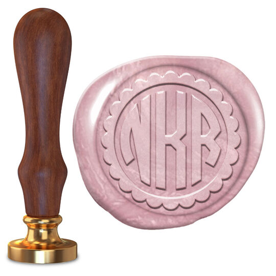 Scallop Frame Circle Monogram Wax Seal Stamp